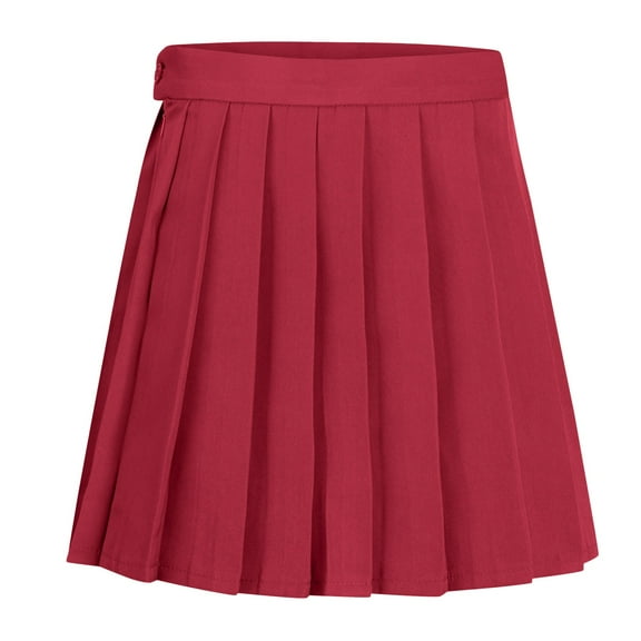 GEWSEY Women High-Waisted Pleated Mini Skirts Girls Skater Tennis School Skirt (Brick Red, XL)