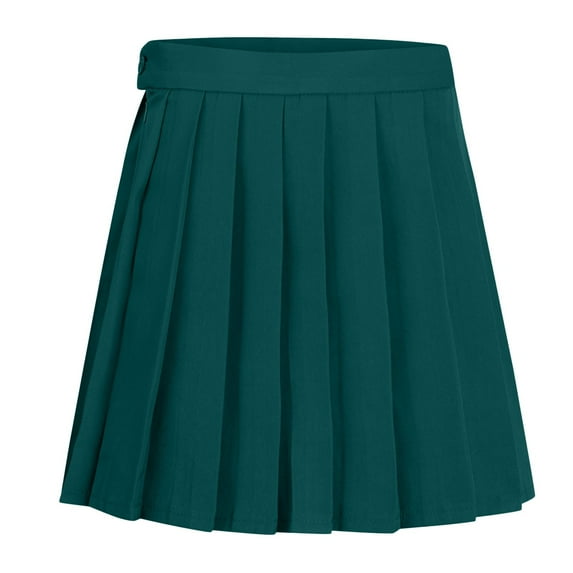 GEWSEY Women High-Waisted Pleated Mini Skirts Girls Skater Tennis School Skirt (Green, L)