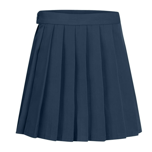 GEWSEY Women High-Waisted Pleated Mini Skirts Girls Skater Tennis School Skirt (Navy, S)