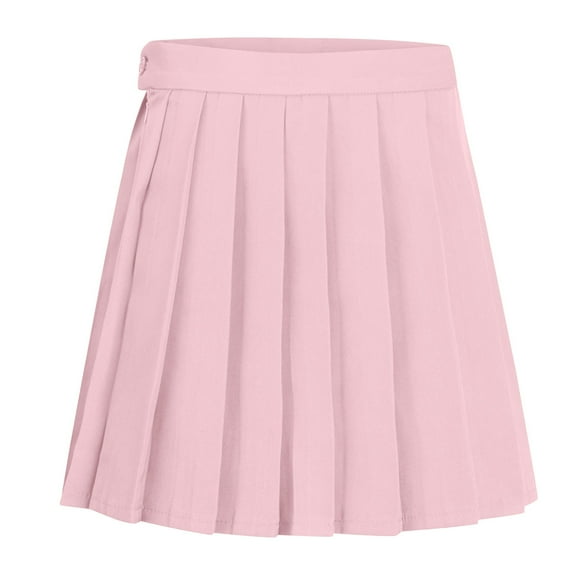 GEWSEY Women High-Waisted Pleated Mini Skirts Girls Skater Tennis School Skirt (Pink, XXL)