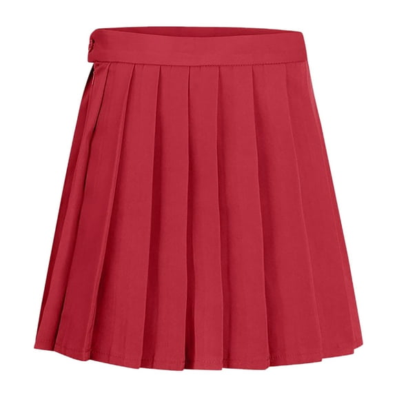 GEWSEY Women High-Waisted Pleated Mini Skirts Girls Skater Tennis School Skirt (Red1, L)