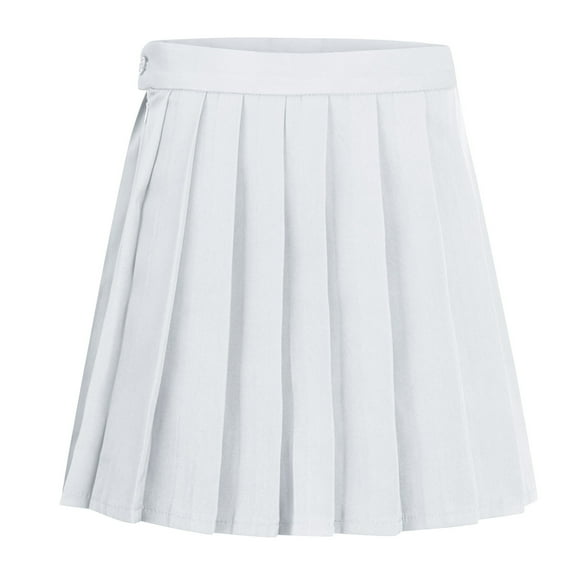 GEWSEY Women High-Waisted Pleated Mini Skirts Girls Skater Tennis School Skirt (White1, S)