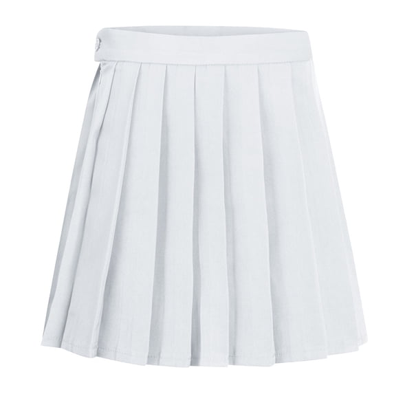 GEWSEY Women High-Waisted Pleated Mini Skirts Girls Skater Tennis School Skirt (White1, XXL)