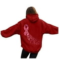 thumbnail image 1 of GEWSEY Women Hoodies Cancer Awareness Support Pink Ribbon with Butterfly Graphic Top Sweatshirt (Red, L), 1 of 5