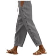 thumbnail image 1 of GEWSEY Women Linen Capri Pants Summer Boho with Pockets Wide Leg Cropped Pants for Women Casual Summer Cropped Pants Womens Grey, XL, 1 of 8