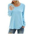 thumbnail image 1 of GEWSEY Women Long Sleeve Shirts Casual Fall Tees Crew Neck Basic Tunic Tops (Sky Blue, XL), 1 of 9