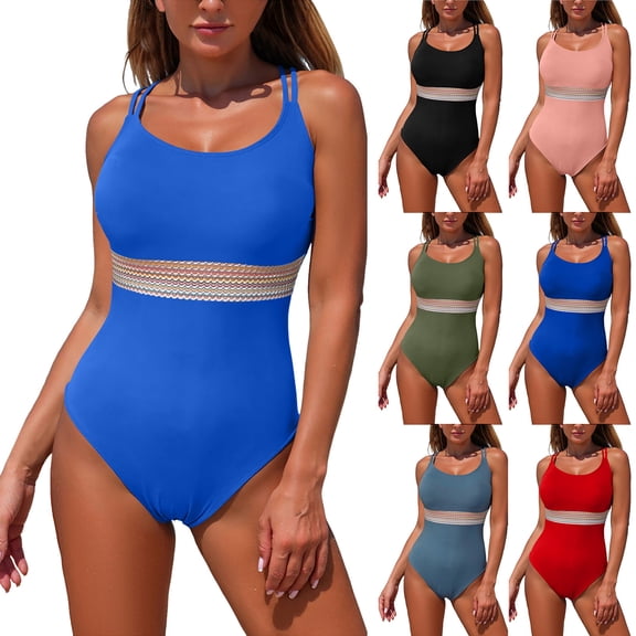 GEWSEY Women One Piece Tummy Control Swimsuit Crisscross Backless Bathing Suit (Army Green, M)