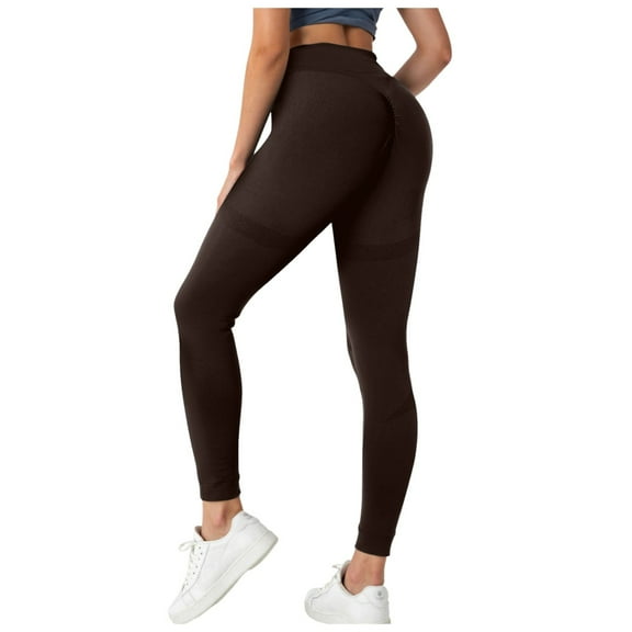 GEWSEY Women Scrunch Lifting Leggings for Women Seamless High Waisted Workout Yoga Pants Gym Booty Tights (Coffee, L)
