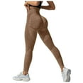 thumbnail image 1 of GEWSEY Women Scrunch Butt Lifting Seamless Leggings Booty High Waisted Workout Yoga Pants (Brown, S), 1 of 6