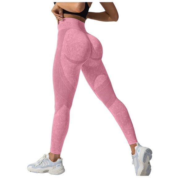 GEWSEY Women Scrunch Butt Lifting Seamless Leggings Booty High Waisted Workout Yoga Pants (Pink, M)
