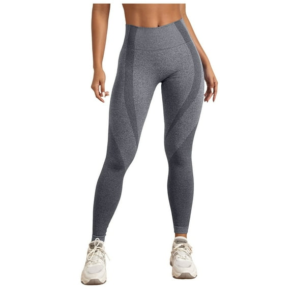 GEWSEY Women Seamless Leggings Smile Contour High Waist Workout Gym Yoga Pants (Grey, S)