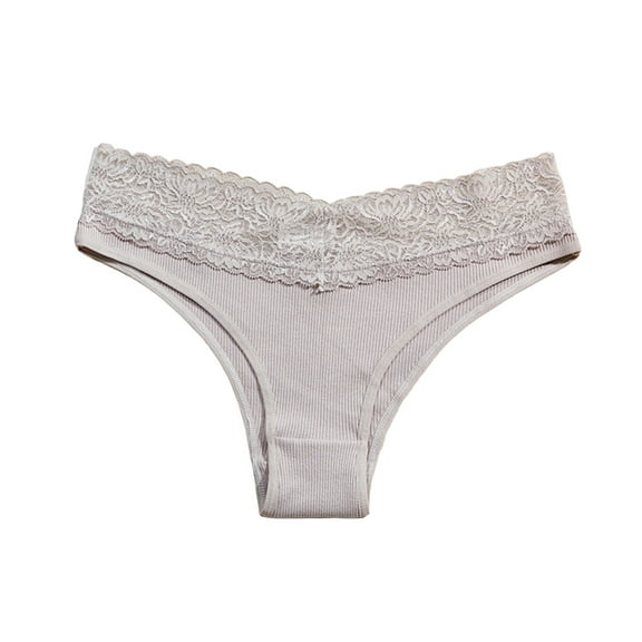 GEWSEY Women Sexy Bikini Lace Thongs G String Seamless Panties Low-Rise T-Back Underwear Lingerie (Grey, S)