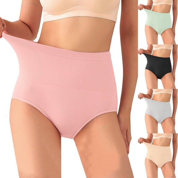 GEWSEY Women Shapewear Tummy Control Underwear,High Waisted Body Shaper Panties,Seamless Brief Girdle Panty for Women (Pink, M)