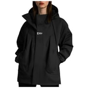 GEWSEY Women Ski Jacket Waterproof Insulated Winter Snow Coat for Skiing Snowboarding Rain Coats Oversize Unisex Black, 4XL