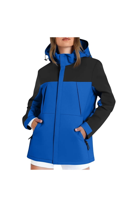 Women Ski Jacket Waterproof Insulated Winter Snow Coat for Skiing Snowboarding Rain Coats Oversize Unisex (Blue, 3XL)