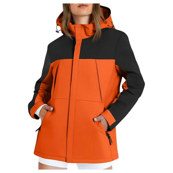 GEWSEY Women Ski Jacket Waterproof Insulated Winter Snow Coat for Skiing Snowboarding Rain Coats Oversize Unisex (Orange, XXL)