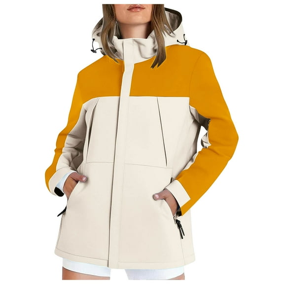 GEWSEY Women Ski Jacket Waterproof Insulated Winter Snow Coat for Skiing Snowboarding Rain Coats Oversize Unisex (Yellow, XL)