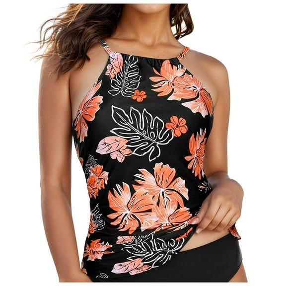 GEWSEY Women Swim Top - High Neck Bikini Top Halter Swimsuit Bathing Suit Top Only 2025 Red, XXL