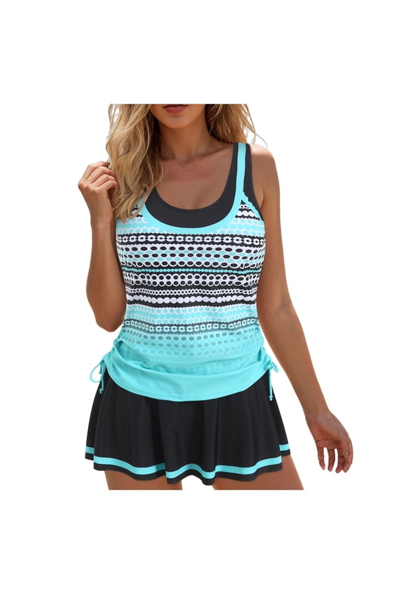 Women Tankini Bathing Suits Ruffle High Waisted Swimsuit Tummy Control Swimwear (Mint Green, XXL)