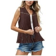 thumbnail image 1 of GEWSEY Women Tassel Vest 70s Hippie Cowgirl Western Suede Rivets Sleeveless Fringe Waistcoat Streetwear Outerwear (Brown, S), 1 of 7