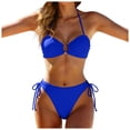 thumbnail image 1 of GEWSEY Women Two Piece Bathing Suits Push Up Bikini Set Stylish Two Piece Swimwear Tankini Top and Bottom Swimsuit for Blue for Size S, 1 of 9