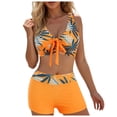thumbnail image 1 of GEWSEY Women Two Piece Swimsuit with Boy Shorts - Modest Swimming Suits High Waisted Bathing Suits Bikini Set (Orange, XL), 1 of 9