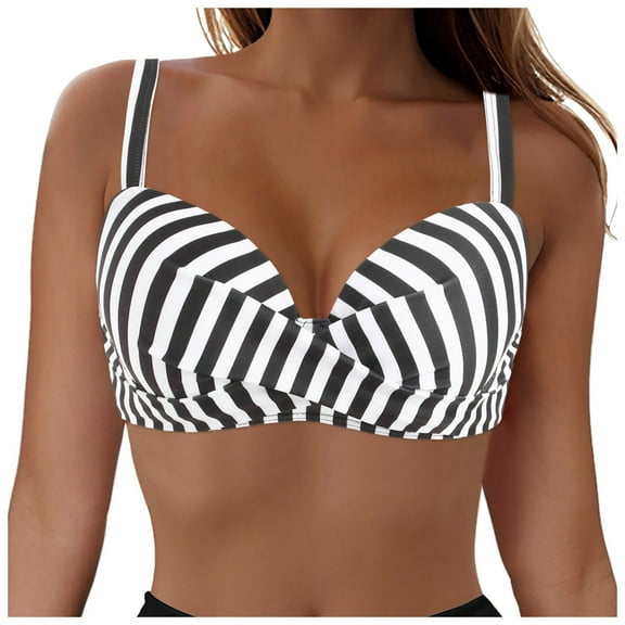 GEWSEY Women Underwire Fahion Sexy Bikini Top Only No Bottom Bathing Suit - 2025 Push Up Swim Top Padded Bra Swimsuit (White, L)