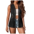 thumbnail image 1 of GEWSEY Women Boho Western Tassel Vest Open Front Suede Fringe Cardigan Sleeveless Jacket Vintage Hippie Outwear (Black, XXL), 1 of 7