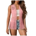 thumbnail image 1 of GEWSEY Women Western Tassels Vest Tops 70s Hippie Suede Fringe Vests Jacket Cardigan Open Front Rodeo Cowgirl Shirt (Pink, S), 1 of 7