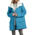 thumbnail image 1 of GEWSEY Women Winter Mid Length Thick Warm Jacket Faux Lamb Wool Lined Jacket Coat Winter Jackets For Women Lapel Fleece (Sky Blue, L), 1 of 4