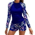 thumbnail image 1 of GEWSEY Women's 2 Piece Rash Guard Long Sleeve Swimsuits Zip Bathing Suits with Pants (Blue, L), 1 of 9