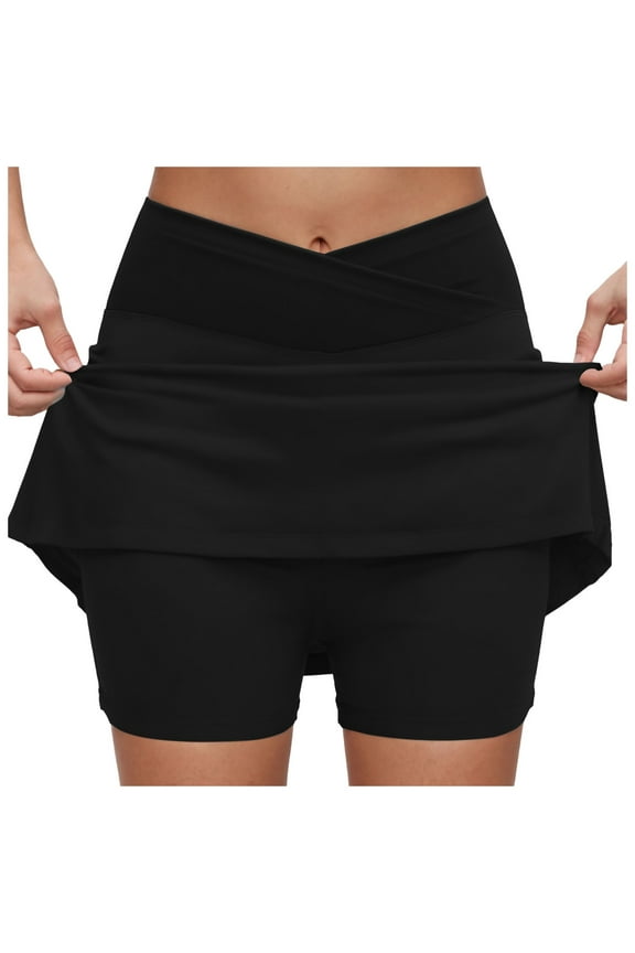 Women's 20" Knee Length Skorts Skirts Athletic Tennis Skorts Long Golf Skirt with Pockets Modest Skirts Black, M