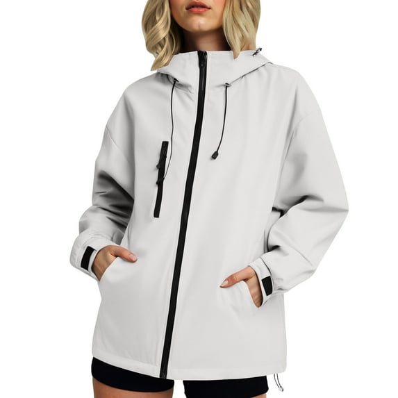 GEWSEY Women's 2025 Waterproof Rain Jacket - Lightweight Plus Size Longline Raincoat Hooded Outdoor Windbreaker (Khaki, S)