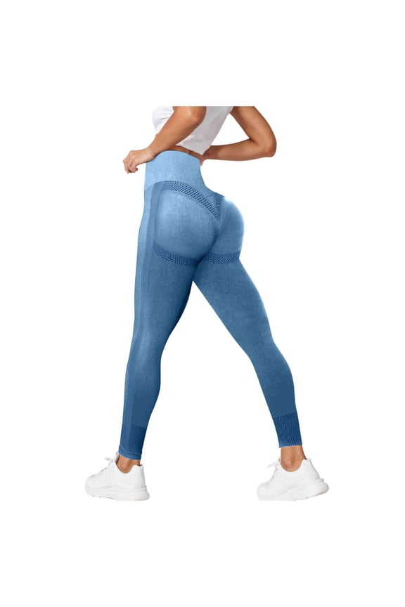 Women's 3D Compression Anti Cellulite Leggings, High Waist Seamless Push Up Sculpting Opaque Yoga Pants for Gym Workout Sport (Blue, L)