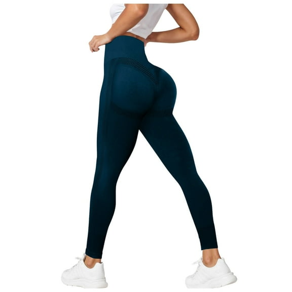 GEWSEY Women's 3D Compression Anti Cellulite Leggings, High Waist Seamless Push Up Sculpting Opaque Yoga Pants for Gym Workout Sport (Navy, L)