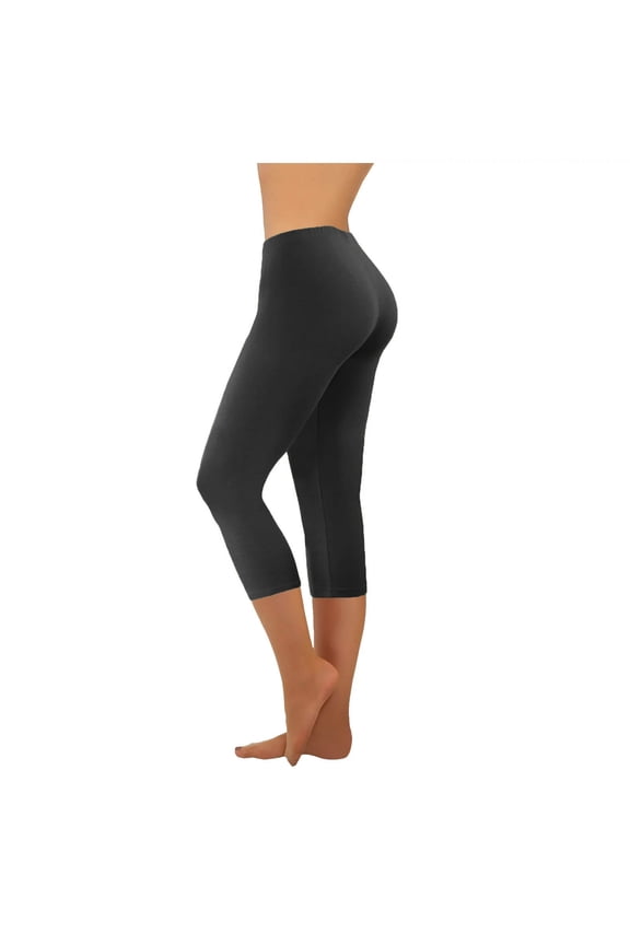 Women's Active FormFlex Buttery Soft High Waist 19" Inseam Capri Yoga Workout Leggings with Pockets (Black, L)