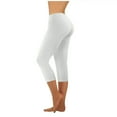 thumbnail image 1 of GEWSEY Women's Active FormFlex Buttery Soft High Waist 19" Inseam Capri Yoga Workout Leggings (White, XL), 1 of 6