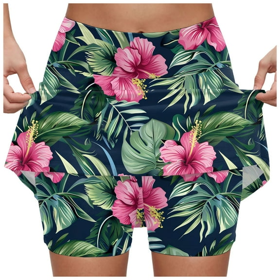 GEWSEY Women's Active Performance Skort Lightweight Skirt for Running Tennis Golf Workout Sports (Hot Pink, XL)