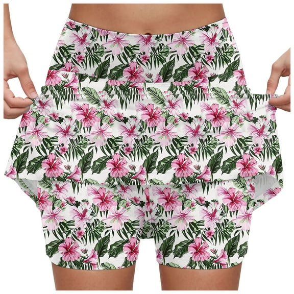 GEWSEY Women's Active Performance Skort Lightweight Skirt for Running Tennis Golf Workout Sports (Light Pink, L)