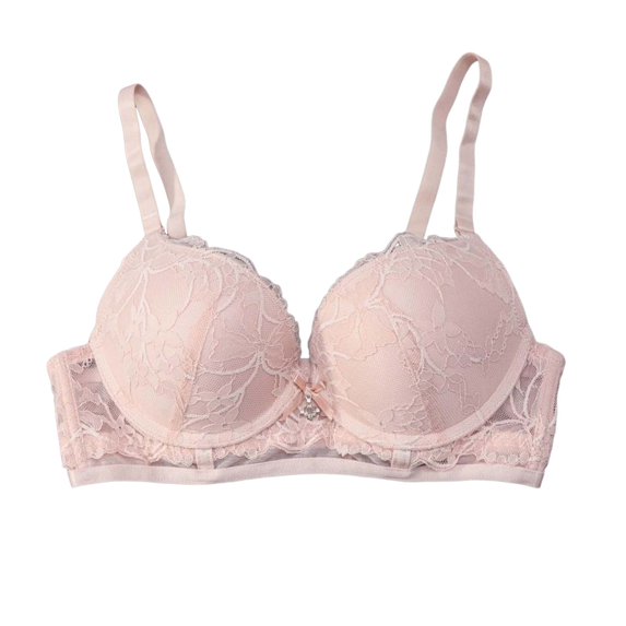 GEWSEY Women's Backless Comfort Bra Lift T-Shirt Bra Floral Lace Everyday Bras (Pink, L)