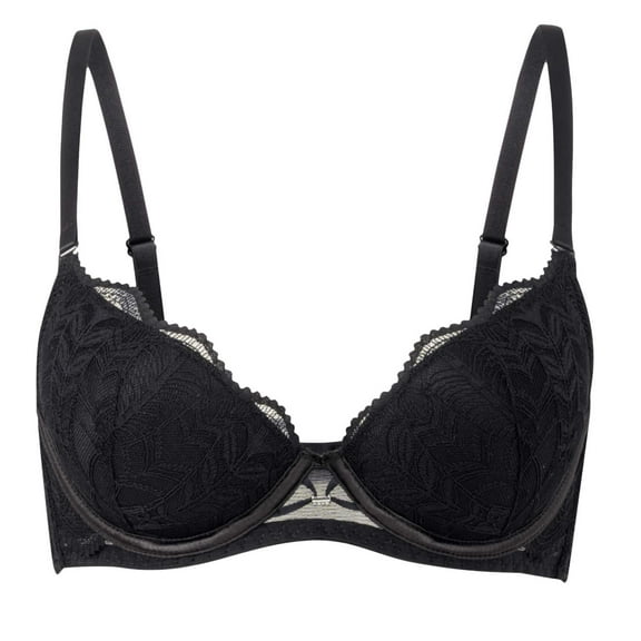 GEWSEY Women's Balconette Everyday Bra Wireless Supportive Push-Up Senior-Friendly Fit Anti-Sagging Full Coverage (Black, S)