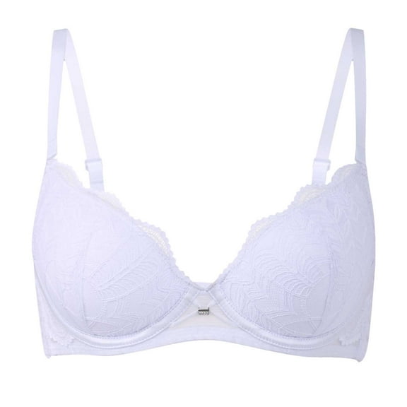GEWSEY Women's Balconette Everyday Bra Wireless Supportive Push-Up Senior-Friendly Fit Anti-Sagging Full Coverage (White, S)
