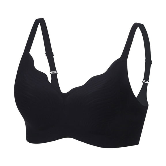 GEWSEY Women's Big Bust Everyday Bra Wireless Minimizer Senior-Friendly Fit Anti-Sagging Seamless (Black, XXL)