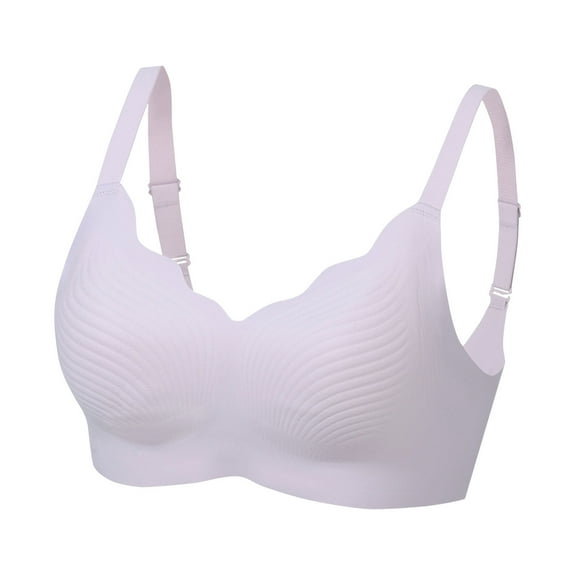 GEWSEY Women's Big Bust Everyday Bra Wireless Minimizer Senior-Friendly Fit Anti-Sagging Seamless (Light Purple, XL)