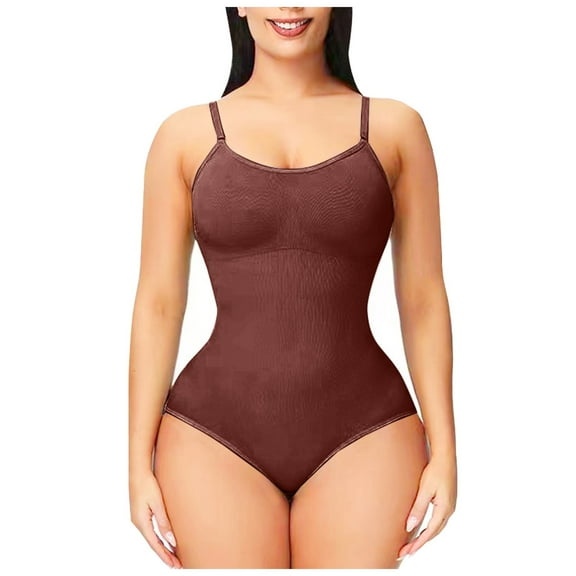 GEWSEY Women's Bodysuit Floral V Neck Sleeveless Going Out Leotard Tops (Coffee, L)