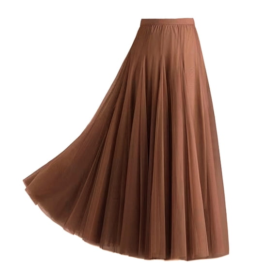 GEWSEY Women's Bohemian Style Elastic Waist Band Cotton Linen Long Maxi Skirt Dress (Orange, One Size)