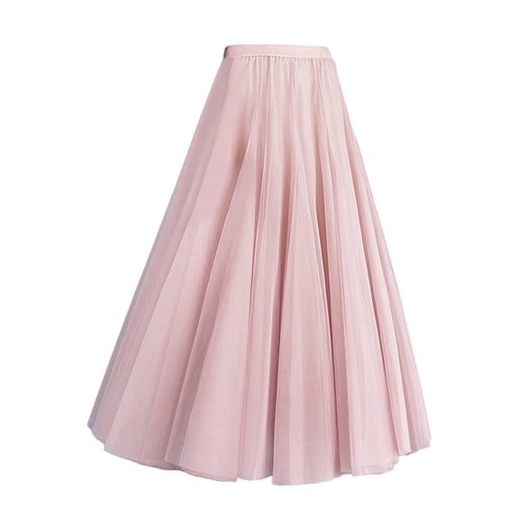 GEWSEY Women's Bohemian Style Elastic Waist Band Cotton Linen Long Maxi Skirt Dress (Pink, One Size)