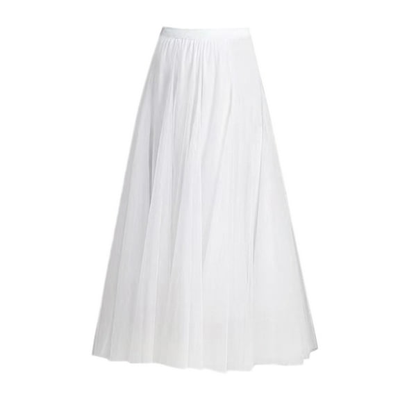 GEWSEY Women's Bohemian Style Elastic Waist Band Cotton Linen Long Maxi Skirt Dress (White, One Size)
