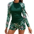 thumbnail image 1 of GEWSEY Women Two Piece Rash Guard Long Sleeve Swimsuits UV UPF 50+ Swim Shirt Bathing Suit with Boyshort Bottom (Green, L), 1 of 9