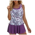 thumbnail image 1 of GEWSEY Women's Built in Bra Tankini Top No Bottom Loose Fit Tank Tops Swimsuits Purple, M, 1 of 8
